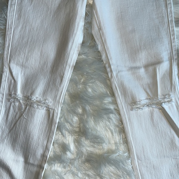 🆕 James Jeans Mid Rise Ciggy Jean Distressed Knee Frayed Hem White Size 25 - Picture 4 of 14